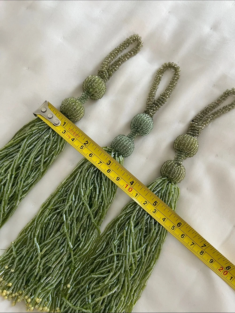 Decorative ArtDeco Beaded Tassel Set - Green -